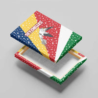 Seychelles Christmas Canvas Wall Art with Flag Colors Pattern, Tropical Bird Motif, and National Coat of Arms - Wonder Print Shop