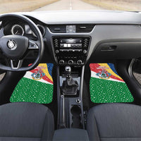 Seychelles Christmas Car Mats with Flag Colors Pattern, Tropical Bird Motif, and National Coat of Arms - Wonder Print Shop