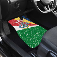 Seychelles Christmas Car Mats with Flag Colors Pattern, Tropical Bird Motif, and National Coat of Arms - Wonder Print Shop