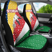 Seychelles Christmas Car Seat Cover with Flag Colors Pattern, Tropical Bird Motif, and National Coat of Arms - Wonder Print Shop