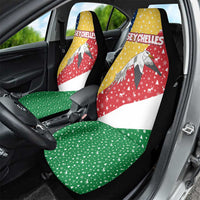 Seychelles Christmas Car Seat Cover with Flag Colors Pattern, Tropical Bird Motif, and National Coat of Arms - Wonder Print Shop