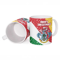 Seychelles Christmas Ceramic Mug with Flag Colors Pattern, Tropical Bird Motif, and National Coat of Arms - Wonder Print Shop