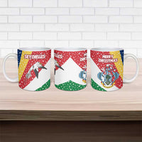 Seychelles Christmas Ceramic Mug with Flag Colors Pattern, Tropical Bird Motif, and National Coat of Arms - Wonder Print Shop