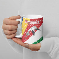 Seychelles Christmas Ceramic Mug with Flag Colors Pattern, Tropical Bird Motif, and National Coat of Arms - Wonder Print Shop