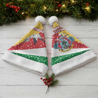 Seychelles Christmas Santa Hat with Flag Colors Pattern, Tropical Bird Motif, and National Coat of Arms - Wonder Print Shop