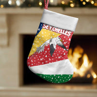 Seychelles Christmas Stocking with Flag Colors Pattern, Tropical Bird Motif, and National Coat of Arms - Wonder Print Shop