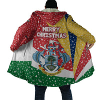Seychelles Christmas Cloak with Flag Colors Pattern, Tropical Bird Motif, and National Coat of Arms - Wonder Print Shop