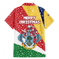 Seychelles Christmas Family Matching Mermaid Dress and Hawaiian Shirt with Flag Colors Pattern, Tropical Bird Motif, and National Coat of Arms - Wonder Print Shop