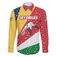 Seychelles Christmas Family Matching Mermaid Dress and Hawaiian Shirt with Flag Colors Pattern, Tropical Bird Motif, and National Coat of Arms - Wonder Print Shop