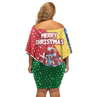 Seychelles Christmas Family Matching Off Shoulder Short Dress and Hawaiian Shirt with Flag Colors Pattern, Tropical Bird Motif, and National Coat of Arms - Wonder Print Shop