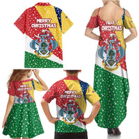 Seychelles Christmas Family Matching Summer Maxi Dress and Hawaiian Shirt with Flag Colors Pattern, Tropical Bird Motif, and National Coat of Arms - Wonder Print Shop