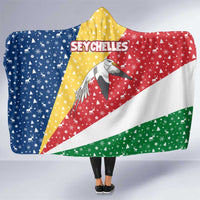 Seychelles Christmas Hooded Blanket with Flag Colors Pattern, Tropical Bird Motif, and National Coat of Arms - Wonder Print Shop