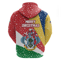 Seychelles Christmas Hoodie with Flag Colors Pattern, Tropical Bird Motif, and National Coat of Arms - Wonder Print Shop
