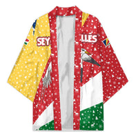 Seychelles Christmas Kimono with Flag Colors Pattern, Tropical Bird Motif, and National Coat of Arms - Wonder Print Shop