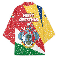 Seychelles Christmas Kimono with Flag Colors Pattern, Tropical Bird Motif, and National Coat of Arms - Wonder Print Shop