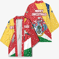 Seychelles Christmas Kimono with Flag Colors Pattern, Tropical Bird Motif, and National Coat of Arms - Wonder Print Shop