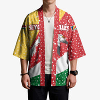 Seychelles Christmas Kimono with Flag Colors Pattern, Tropical Bird Motif, and National Coat of Arms - Wonder Print Shop