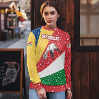 Seychelles Christmas Ugly Christmas Sweater with Flag Colors Pattern, Tropical Bird Motif, and National Coat of Arms - Wonder Print Shop