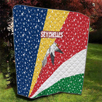 Seychelles Christmas Quilt with Flag Colors Pattern, Tropical Bird Motif, and National Coat of Arms - Wonder Print Shop