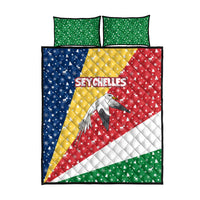 Seychelles Christmas Quilt Bed Set with Flag Colors Pattern, Tropical Bird Motif, and National Coat of Arms - Wonder Print Shop