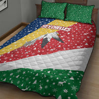 Seychelles Christmas Quilt Bed Set with Flag Colors Pattern, Tropical Bird Motif, and National Coat of Arms - Wonder Print Shop