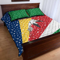 Seychelles Christmas Quilt Bed Set with Flag Colors Pattern, Tropical Bird Motif, and National Coat of Arms - Wonder Print Shop
