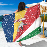 Seychelles Christmas Sarong with Flag Colors Pattern, Tropical Bird Motif, and National Coat of Arms - Wonder Print Shop