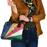 Seychelles Christmas Shoulder Handbag with Flag Colors Pattern, Tropical Bird Motif, and National Coat of Arms - Wonder Print Shop