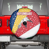 Seychelles Christmas Spare Tire Cover with Flag Colors Pattern, Tropical Bird Motif, and National Coat of Arms - Wonder Print Shop