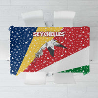 Seychelles Christmas Tablecloth with Flag Colors Pattern, Tropical Bird Motif, and National Coat of Arms - Wonder Print Shop
