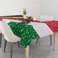 Seychelles Christmas Tablecloth with Flag Colors Pattern, Tropical Bird Motif, and National Coat of Arms - Wonder Print Shop
