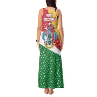 Seychelles Christmas Tank Maxi Dress with Flag Colors Pattern, Tropical Bird Motif, and National Coat of Arms - Wonder Print Shop