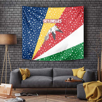 Seychelles Christmas Tapestry with Flag Colors Pattern, Tropical Bird Motif, and National Coat of Arms - Wonder Print Shop