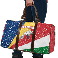 Seychelles Christmas Travel Bag with Flag Colors Pattern, Tropical Bird Motif, and National Coat of Arms - Wonder Print Shop