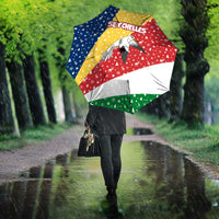 Seychelles Christmas Umbrella with Flag Colors Pattern, Tropical Bird Motif, and National Coat of Arms - Wonder Print Shop