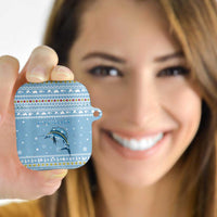 Seychelles Christmas AirPods Case with Ocean Blue Pattern, Marlin Fish Artwork, and Surfing Santa Motif - Wonder Print Shop