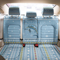 Seychelles Christmas Back Car Seat Cover with Ocean Blue Pattern, Marlin Fish Artwork, and Surfing Santa Motif - Wonder Print Shop