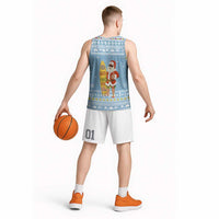 Seychelles Christmas Basketball Jersey with Ocean Blue Pattern, Marlin Fish Artwork, and Surfing Santa Motif - Wonder Print Shop