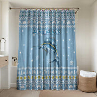 Seychelles Christmas Bathroom Set with Ocean Blue Pattern, Marlin Fish Artwork, and Surfing Santa Motif - Wonder Print Shop