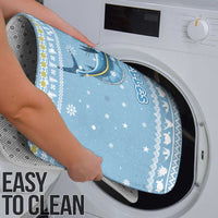 Seychelles Christmas Bathroom Set with Ocean Blue Pattern, Marlin Fish Artwork, and Surfing Santa Motif - Wonder Print Shop