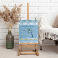 Seychelles Christmas Canvas Wall Art with Ocean Blue Pattern, Marlin Fish Artwork, and Surfing Santa Motif - Wonder Print Shop