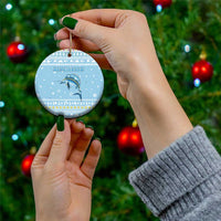 Seychelles Christmas Ceramic Ornament with Ocean Blue Pattern, Marlin Fish Artwork, and Surfing Santa Motif - Wonder Print Shop