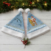 Seychelles Christmas Santa Hat with Ocean Blue Pattern, Marlin Fish Artwork, and Surfing Santa Motif - Wonder Print Shop