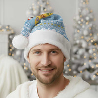 Seychelles Christmas Santa Hat with Ocean Blue Pattern, Marlin Fish Artwork, and Surfing Santa Motif - Wonder Print Shop