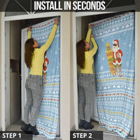 Seychelles Christmas Door Cover with Ocean Blue Pattern, Marlin Fish Artwork, and Surfing Santa Motif - Wonder Print Shop