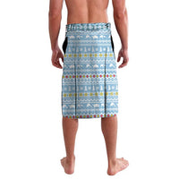 Seychelles Christmas Lavalava with Ocean Blue Pattern, Marlin Fish Artwork, and Surfing Santa Motif - Wonder Print Shop