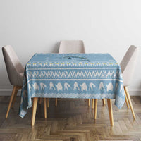 Seychelles Christmas Tablecloth with Ocean Blue Pattern, Marlin Fish Artwork, and Surfing Santa Motif - Wonder Print Shop