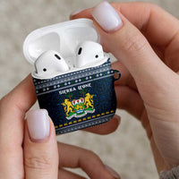 Sierra Leone Christmas AirPods Case with Ornamental Pattern, National Coat of Arms, and Festive Motif - Wonder Print Shop