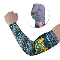Sierra Leone Christmas Arm Sleeves with Ornamental Pattern, National Coat of Arms, and Festive Motif - Wonder Print Shop