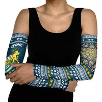 Sierra Leone Christmas Arm Sleeves with Ornamental Pattern, National Coat of Arms, and Festive Motif - Wonder Print Shop
